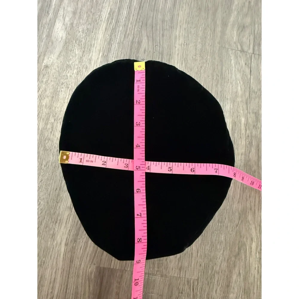 Liz Claiborne Vintage 90s Black Velvet Bucket Cloche Hat Buckle Bow